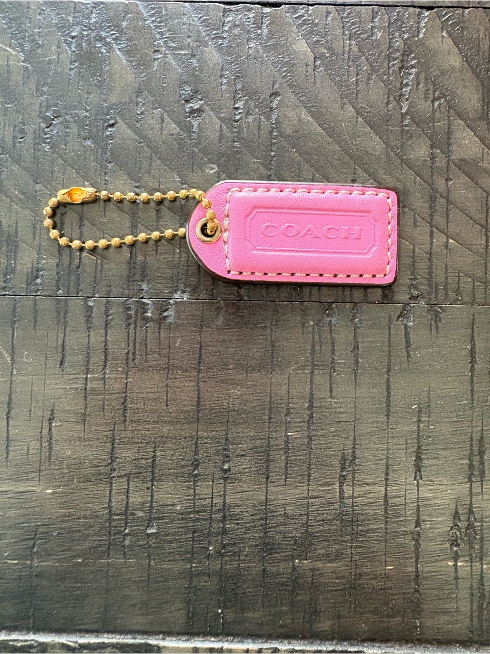 Coach Pink Leather Hang Tag 2”